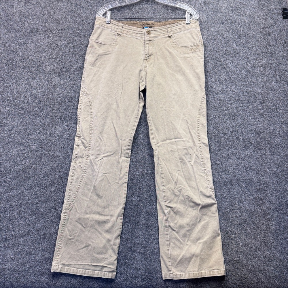 Kuhl Hiking Pants Womens 12 Regular Khaki Canvas Straight Leg Gorpcore Outdoor